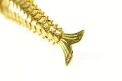 22K Yellow Gold Ornate Articulated Ruby Eyed Fish Statement Pendant