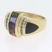 Captivating Yellow Gold Multi Gemstone and Diamond Ring