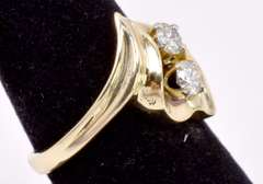 Dazzling Diamonds Set within A Fabulous Curve Design 14K Yellow Gold Ring