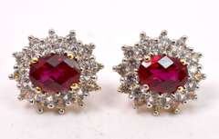 Gold Plated Sterling Silver Red Gemstone Earrings.