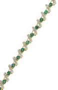 Romantic 14kt Two-Tone Gold Emerald and Single Cut Diamond Bracelet