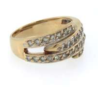 14k yellow gold multi row diamond channel set ring