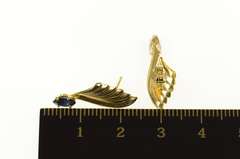 14K Yellow Gold Marquise Sapphire Fanned Wing Drop Earrings