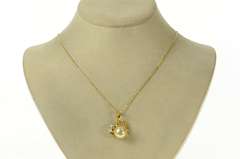 18K Yellow Gold 1940's 0.42 Ctw Sim. Pearl Diamond Statement Pendant