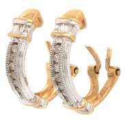 14k two tone ladies diamond earrings.