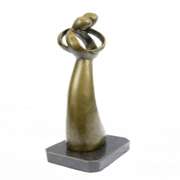 Male and Female Kissing Bronze Sculpture Marble Base Figurine