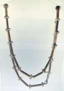 Fine Silver Bar And Flat Beads Chain