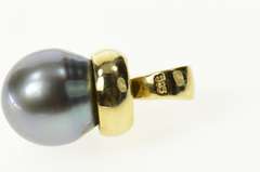 14K Yellow Gold Grey Pearl Diamond Accent Statement Pendant