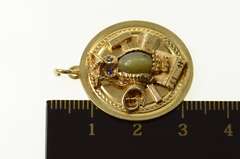 14K Yellow Gold Tiger's Eye Sim. Sapphire Owl Wisdom Charm/Pendant