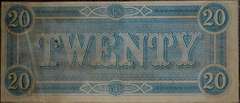 February 17th 1864 Richmond, VA Confederate States Of America Twenty Dollars, About Uncirculated.