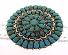 Signed Najavo Juliana Williams Turquoise Pin Pendant
