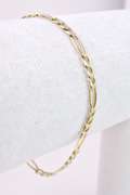 Subtle Textured Figaro Style Bracelet in 14K Yellow Gold