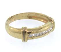 14k yellow gold diamond channel set band ring