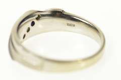 10K White Gold Men's Sapphire Diamond Classic Wedding Band Ring