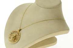 10K Yellow Gold 1960's Ruby Sapphire Diamond Ornate Peacock Pendant