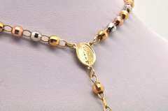 14 KT TRI COLOR ROSARY NECKLACE