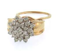 Radiant 14k yellow gold diamond cluster ring