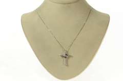 10K White Gold Diamond Encrusted Ornate Cross Charm/Pendant