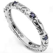 2/5 CT SAPPHIRE 925 STERLING SILVER ETERNITY RING