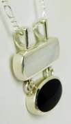 Sterling Silver Mother of Pearl & Black Onyx Necklace