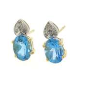 Fabulous Blue Topaz and Diamond Pendant on Chain w Matching Earrings