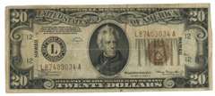 Scarce 1934-A $20 Hawaii World War II Emergency Note