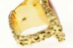 14K Yellow Gold Mexican Fire Opal Textured Statement Ring