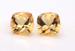 Glitzy Pair of Cushion Cut Citrine Gemstones, 13.24cts