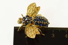 14K Yellow Gold Sapphire Encrusted Bumble Honey Bee Pin/Brooch