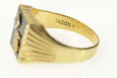 10K Yellow Gold Men's Black Onyx Diamond H Monogram Ring