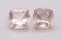 Attractive Pair of Cushion Cut Rose Quartz Gemstones, 20.68cts
