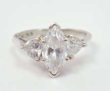 Bright Crystals Set in Sterling Silver Ring
