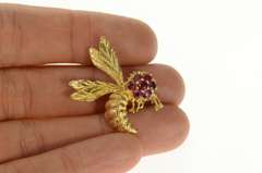 14K Yellow Gold Ruby Cluster Wasp Hornet Yellow Jacket Pin/Brooch