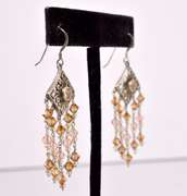 Sterling Silver Amber Colored Gemstone Earrings.