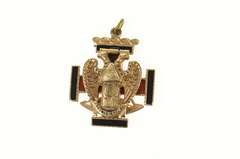10K Yellow Gold Victorian Ornate Masonic Enamel Watch Fob Pendant