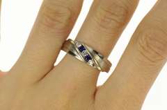 10K White Gold Men's Sapphire Diamond Classic Wedding Band Ring