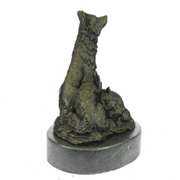 Miniature Wolf Family Bronze Sculpture