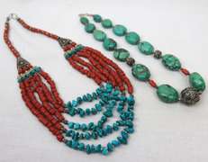 2 Lot of Turquoise and Coral Necklaces