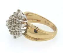 Radiant 14k yellow gold diamond cluster ring