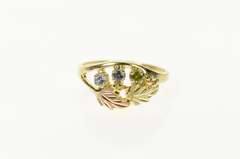 10K Yellow Gold Black Hills Leaf Birthstone Peridot Bypass Ring