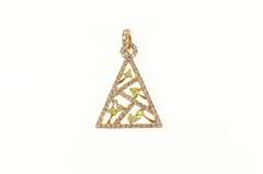 18K Yellow Gold 1.60 Ctw Pave Diamond Triangle Geometric Pendant