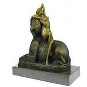 Egyptian Pyramid Famous Sphinx Creature Bronze Sculpture Mythological Art Statue
