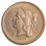 1869  Unc 3 Cent Nickel