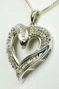 High Quality Sterling & Diamonds Heart Necklace