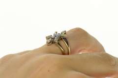 14K White Gold Diamond Flower Syn. Blue Topaz Statement Ring
