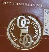 Franklin Mint: Sterling Sil Casino Chip, GEM Cameo PRF - 50 Funfzig, Baden-Baden