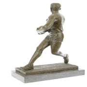 Hot Cast Rugged Rugby Player Bronze Sculpture Marble Base Statue Figure
