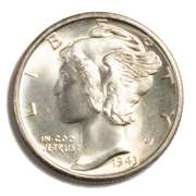 1943 S Utter Gem BU Full Split Bands Mercury Dime