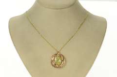 14K Yellow Gold Victorian Pisces Lime Quartz Zodiac Sign Charm/Pendant