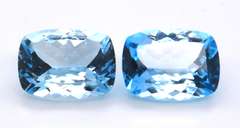 Wonderful 22.77ct Emerald Cut Pair of Blue Topaz Gemstones